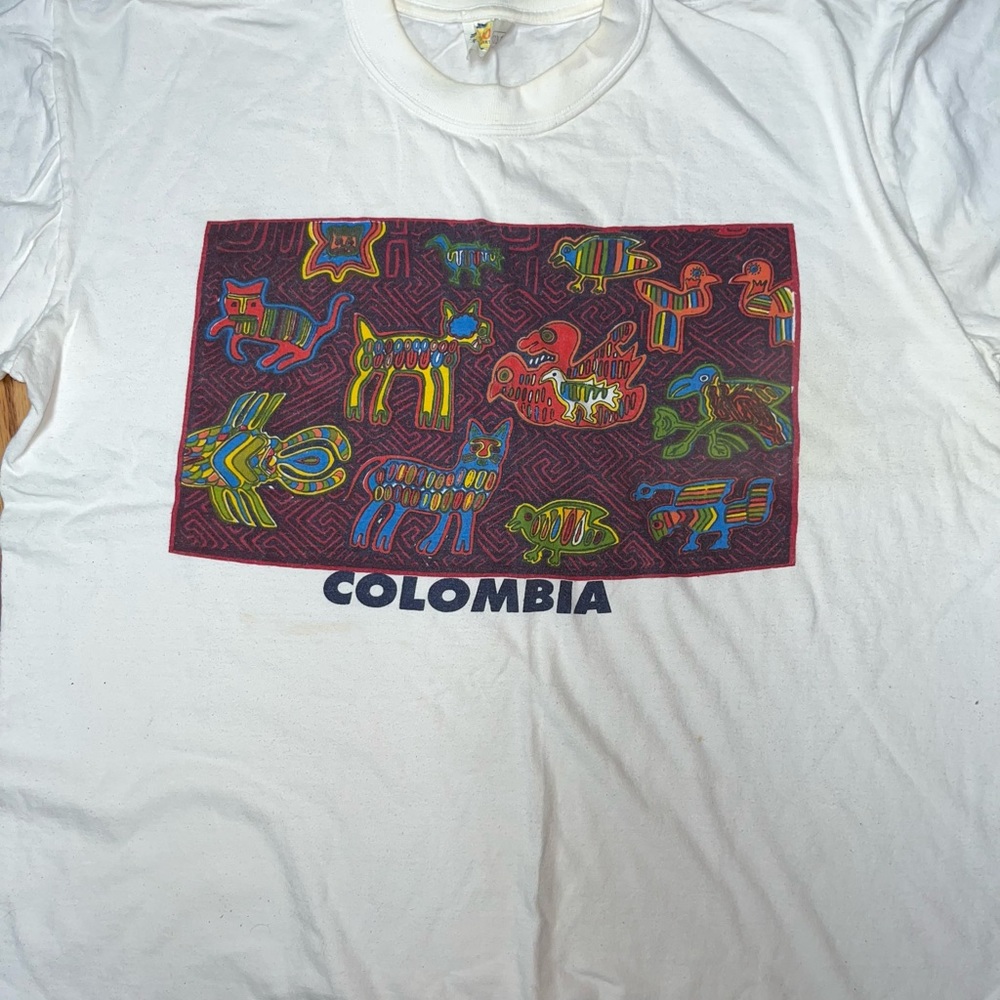 Vintage Colombia Patterned Tourist Shirt, XL